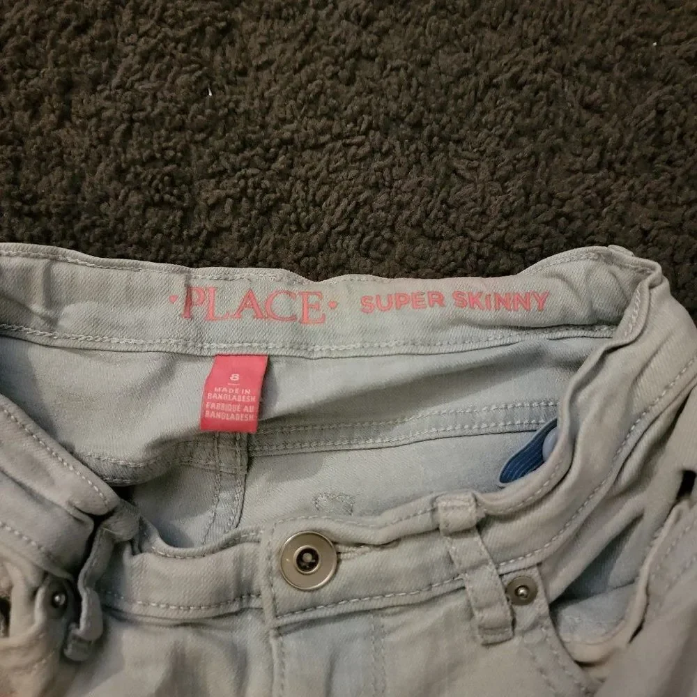 The Children's Place Girls Blue Pockets Denim Super Skinny Jeans Size 8